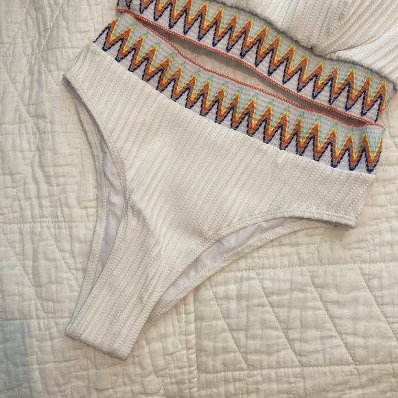 Contrast High Waisted Tummy Control Bikini Set Spandex Swimsuit 2 Piece - Picture 2 of 9